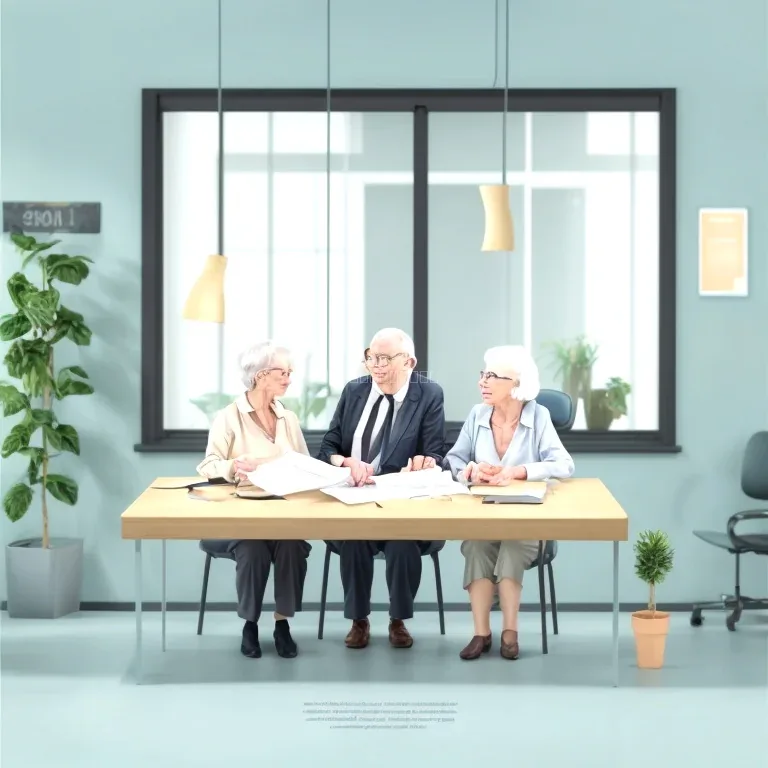 Senior couple reviewing pension options with consultant